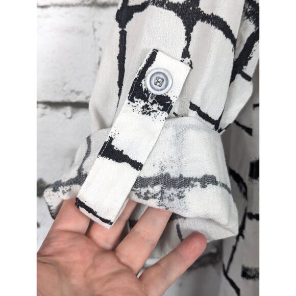 JOHN MARK Rayon/Linen Tunic Lagenlook Artsy Roll-Tab Sleeves Lightweight XL - Picture 3 of 7